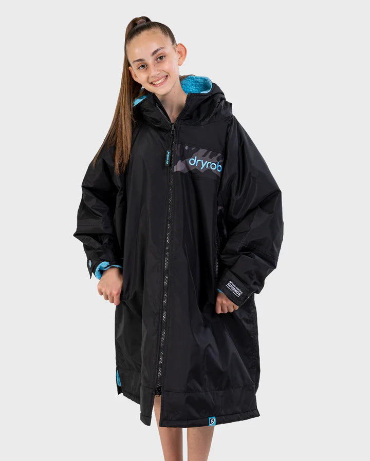Dryrobe® REWORK - Black Blue Camo Advance Kids Changing Robe