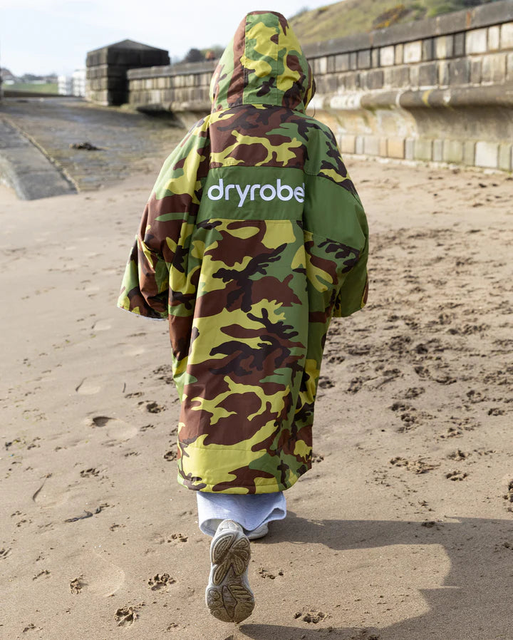 Dryrobe® REWORK - Camo Grey Green Easy-Fit Kids Advance Changing Robe