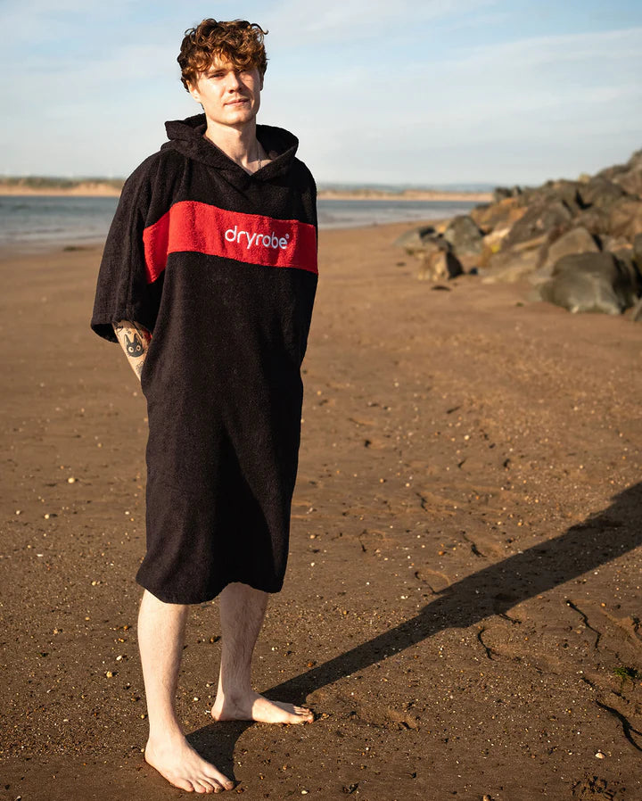Dryrobe® REWORK - Black Red Organic Towel Changing Robe