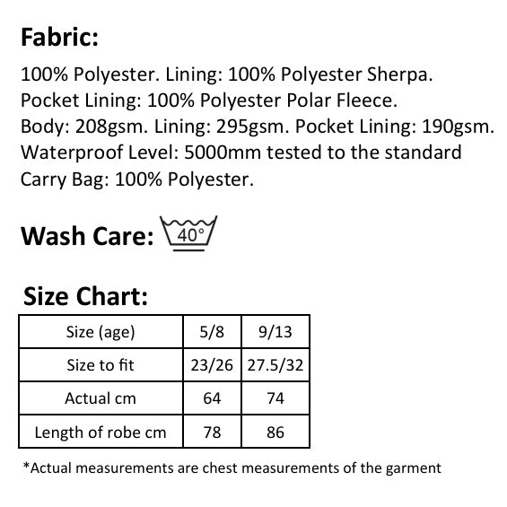 Boys / Girls / Kids All-Seasons Waterproof Changing Robe