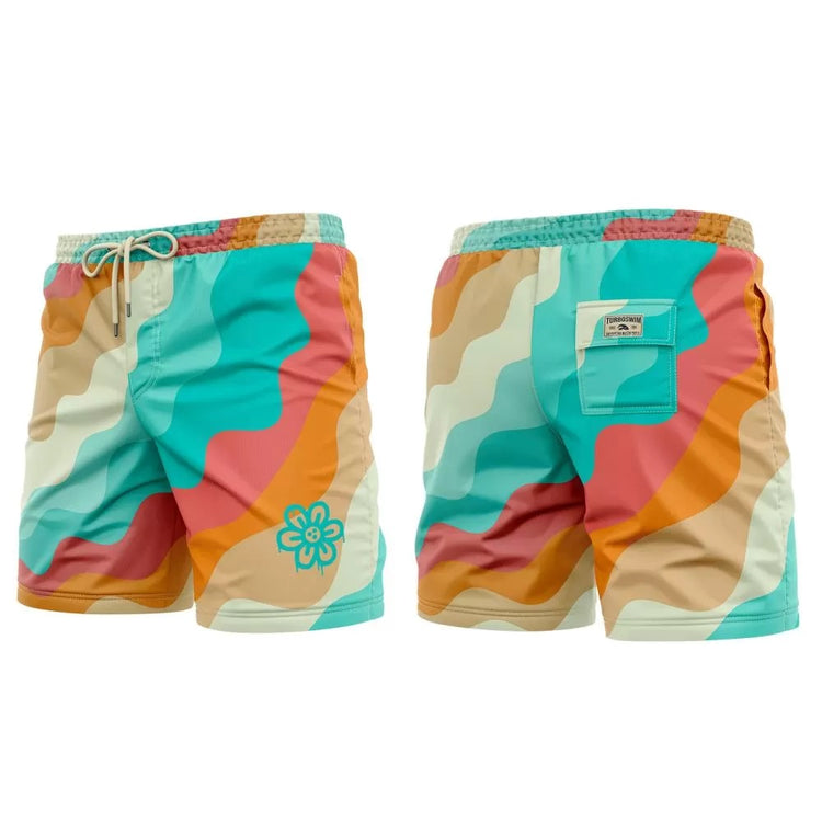 TURBO Ondes Flower - 39057 - Mens Swim / Beach Shorts