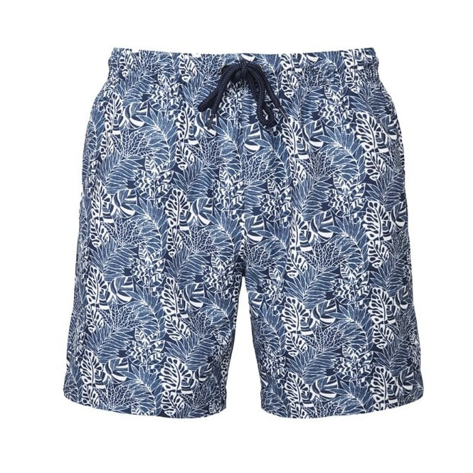 SHOALO Navy Leaf - Mens Swimming / Beach Shorts