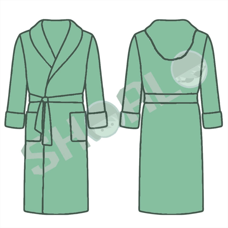 SHOALO Custom Design - Unisex Hooded MICROFIBRE Bathrobe / Robe - Green