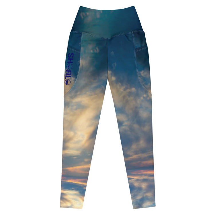 SHOALO Sky & Sea - Womens 7/8 All Day Leggings With Side Pockets