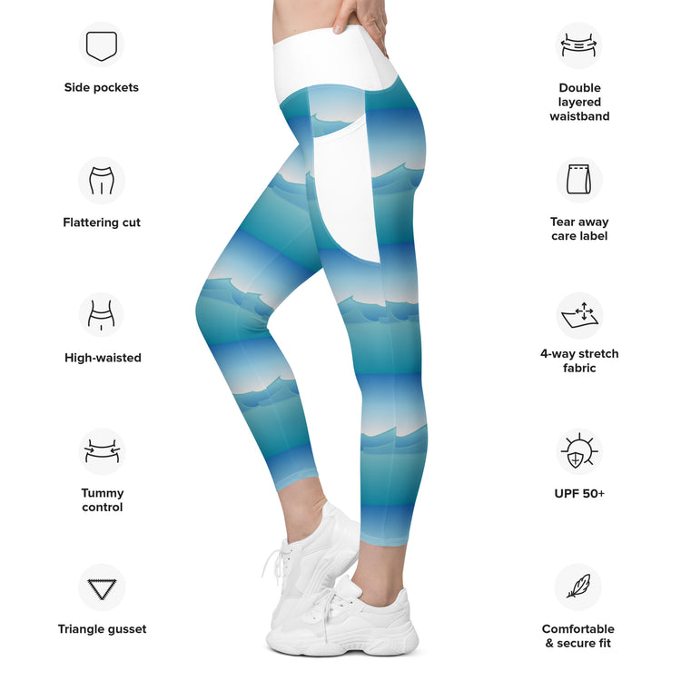 SHOALO Wave (22) - Womens 7/8 All Day Leggings With Side Pockets
