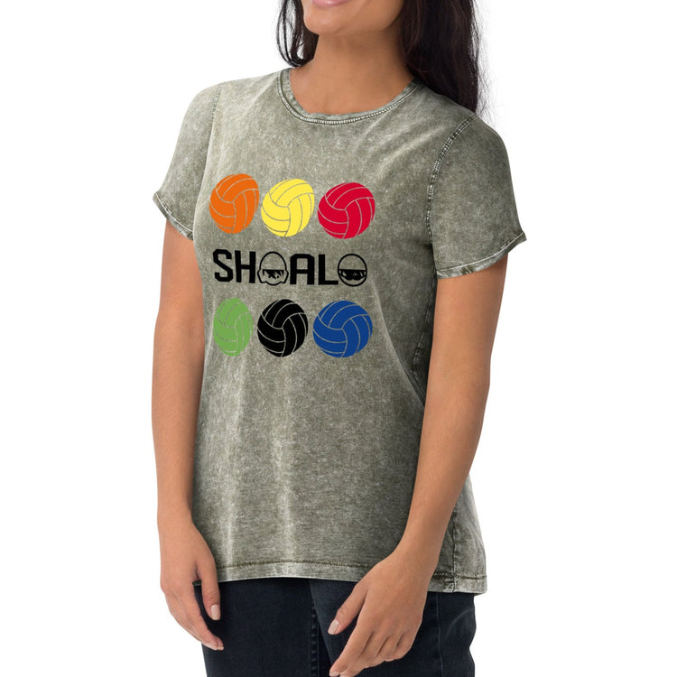 SHOALO - Multi Coloured Water Polo Balls - Unisex Denim Look T-Shirt (Various Colours)