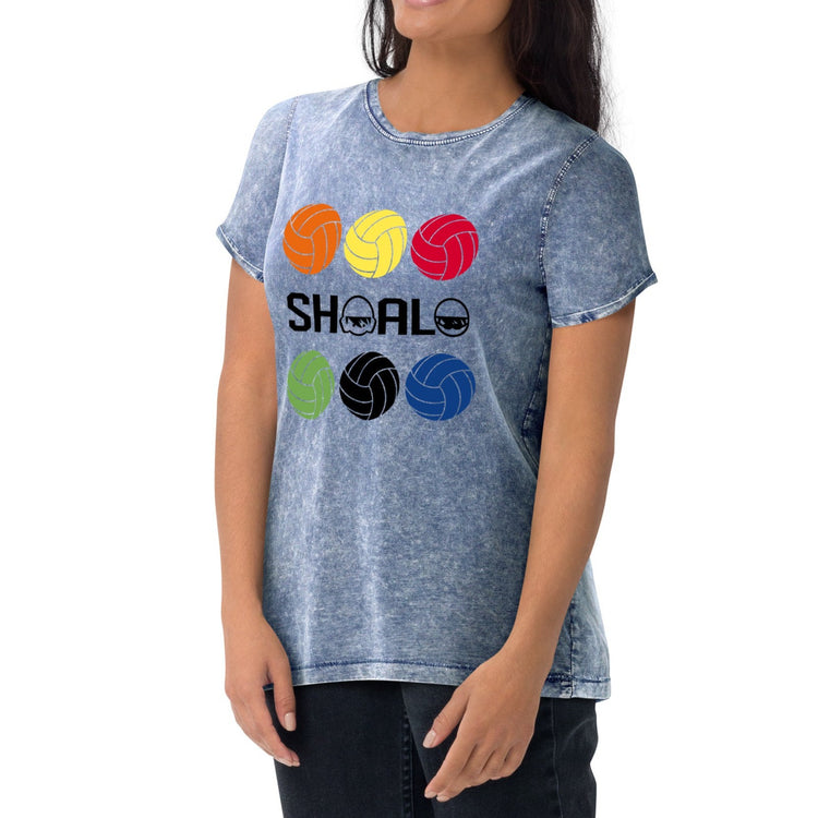 SHOALO - Multi Coloured Water Polo Balls - Unisex Denim Look T-Shirt (Various Colours)