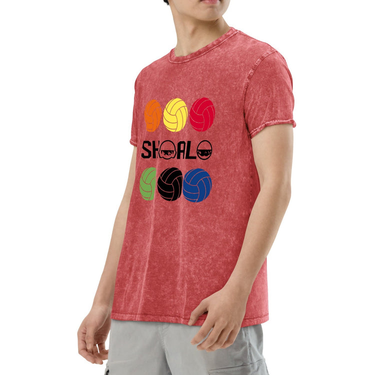 SHOALO - Multi Coloured Water Polo Balls - Unisex Denim Look T-Shirt (Various Colours)