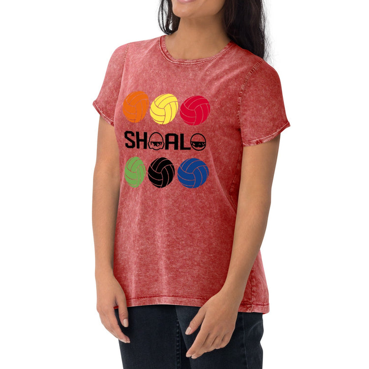 SHOALO - Multi Coloured Water Polo Balls - Unisex Denim Look T-Shirt (Various Colours)