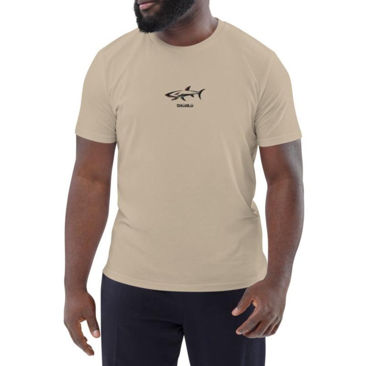 SHOALO - Embroidered Shark Organic Cotton Men's T-Shirt - Various Colours