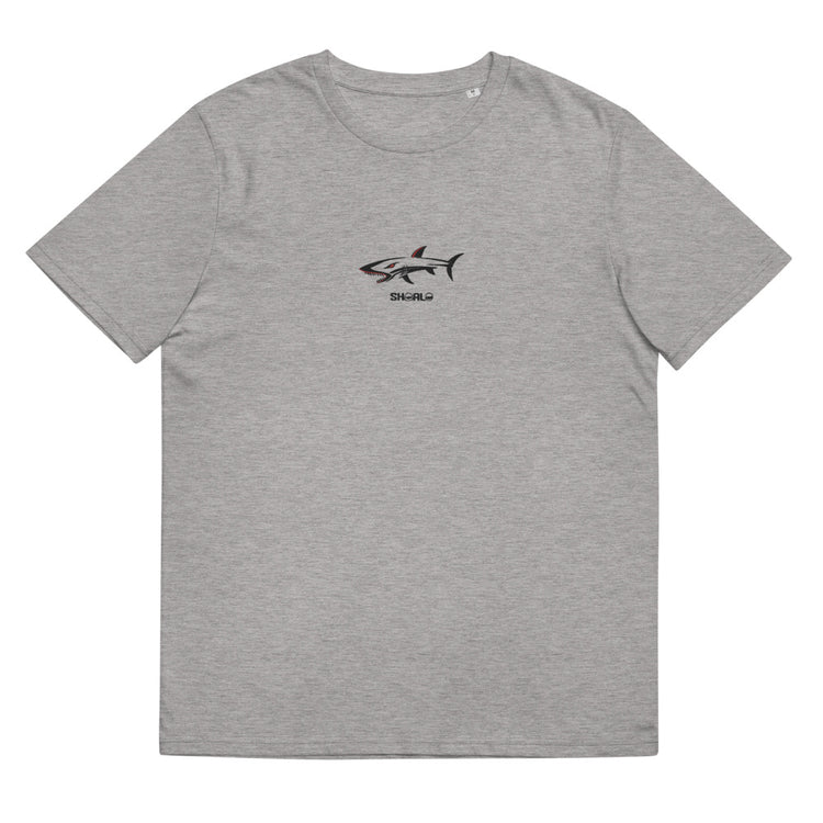 SHOALO - Embroidered Shark Organic Cotton Men's T-Shirt - Various Colours