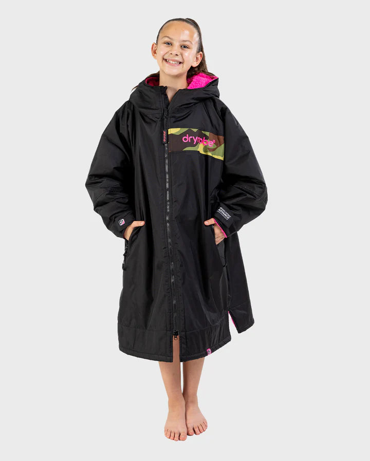 Dryrobe® REWORK - Black Pink Camo Advance Kids Change robe