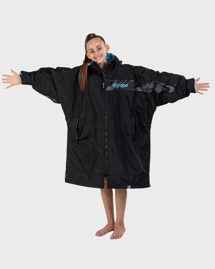 Dryrobe® REWORK - Black Blue Camo Advance Kids Changing Robe