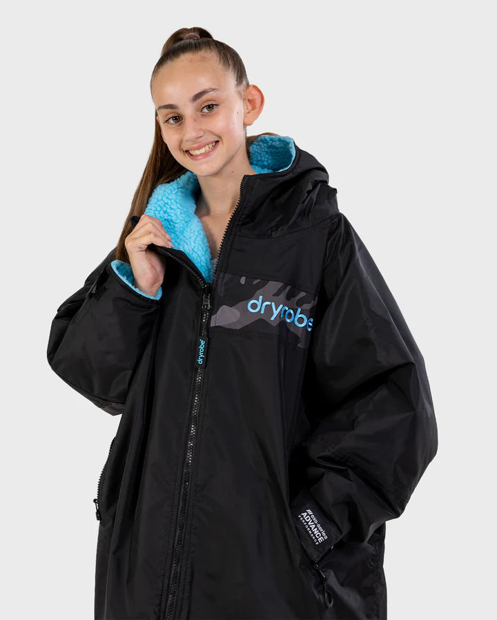 Dryrobe® REWORK - Black Blue Camo Advance Kids Changing Robe