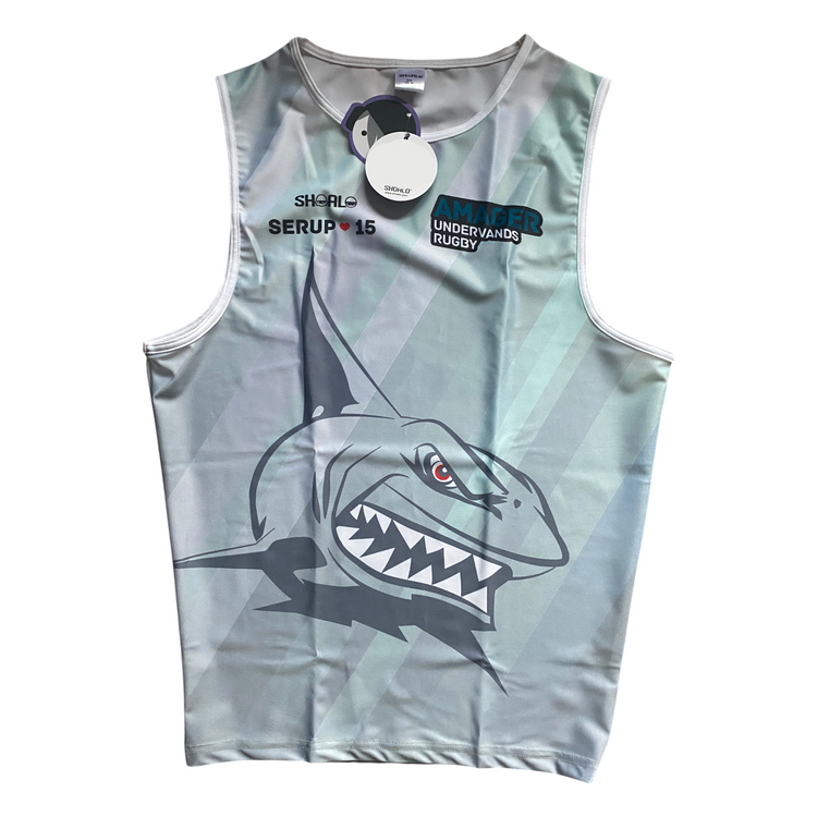 UWR vest singlet with SHOALO and AMAGER UWR team branding on a white background