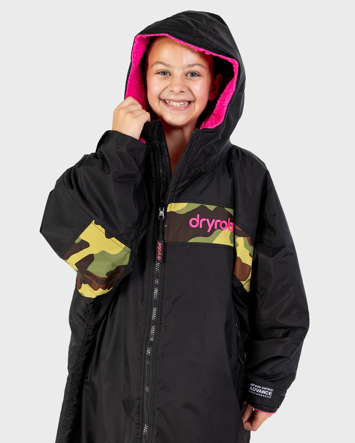 Dryrobe® REWORK - Black Pink Camo Advance Kids Change robe