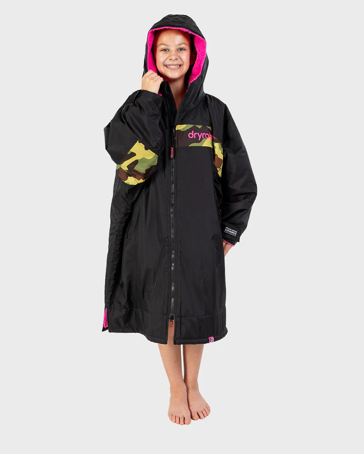 Dryrobe® REWORK - Black Pink Camo Advance Kids Change robe