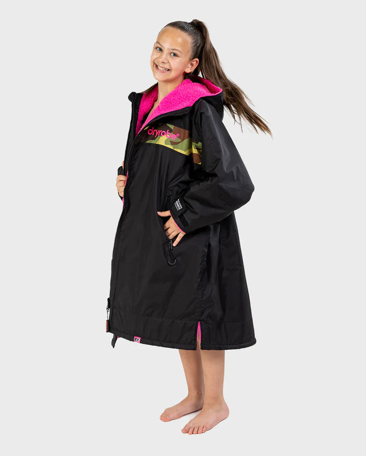 Dryrobe® REWORK - Black Pink Camo Advance Kids Change robe