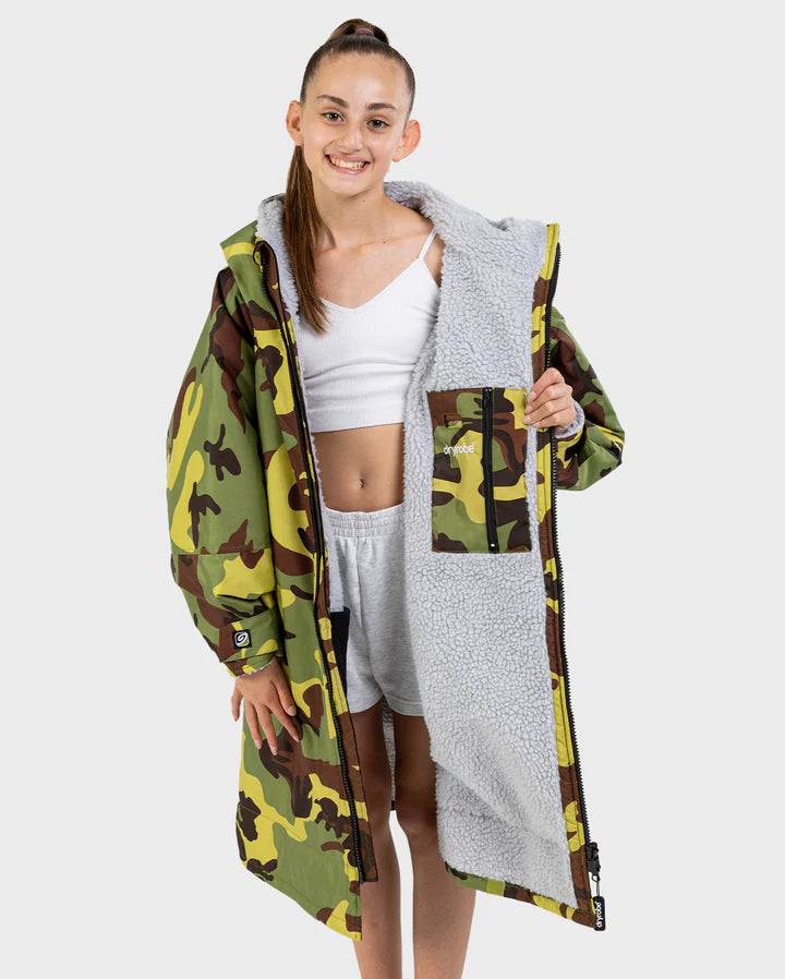 Dryrobe® REWORK - Camo Green Grey Advance Kids Change Robe