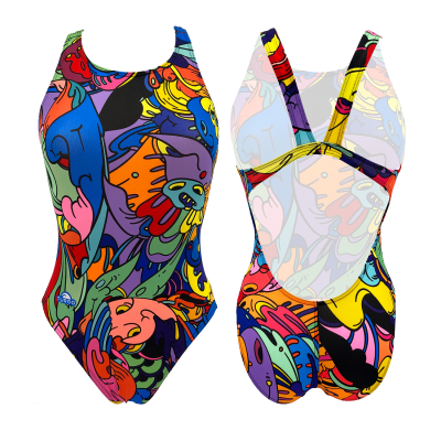 TURBO SWIMSUIT WIDE STRAP SUPER-PSYCHEDELIC