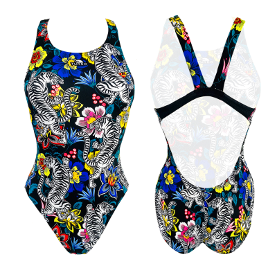 TURBO SWIMSUIT WIDE STRAP FLOWERS-AND-TIGERS.