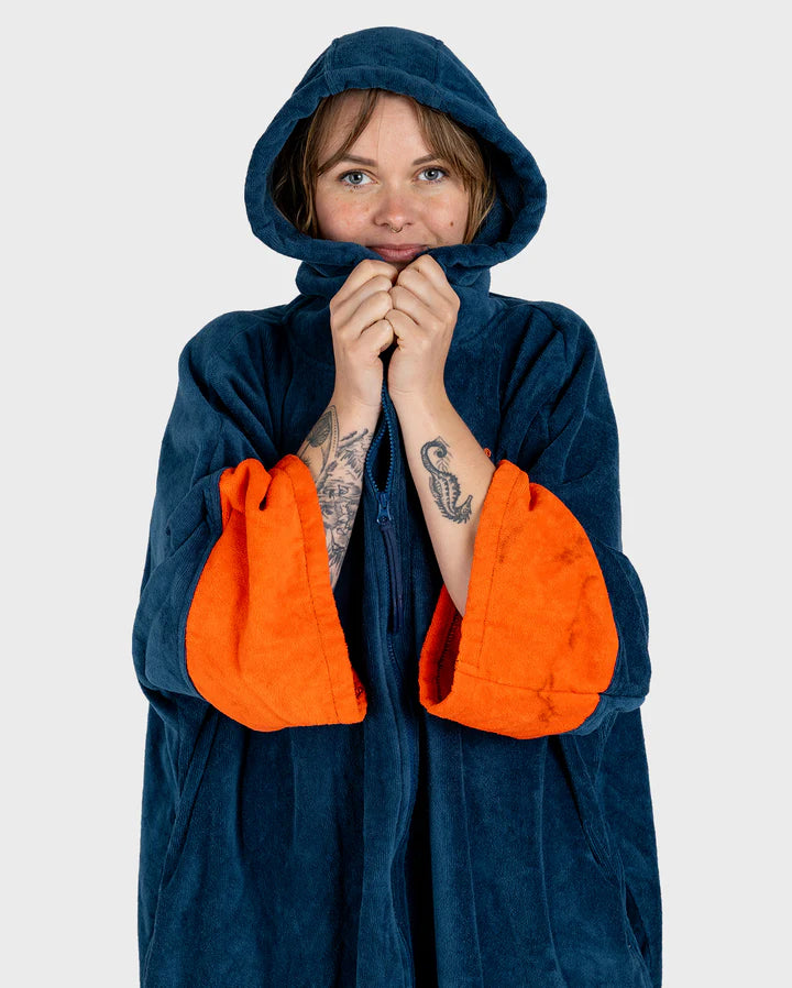 Dryrobe® Deep Sea Blue Full-Zip Organic Towel Robe