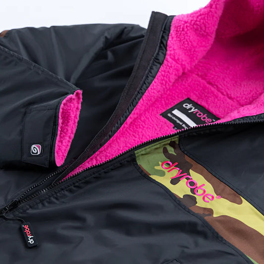 Dryrobe® REWORK - Black Pink Camo Advance Kids Change robe