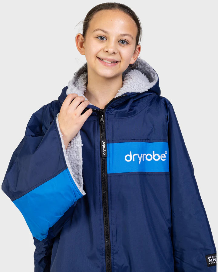 Dryrobe® REWORK - Navy Grey Cobalt Easy-Fit Kids Advance Changing Robe