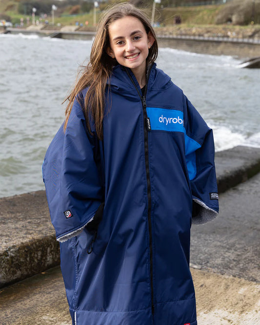 Dryrobe® REWORK - Navy Grey Cobalt Easy-Fit Kids Advance Changing Robe