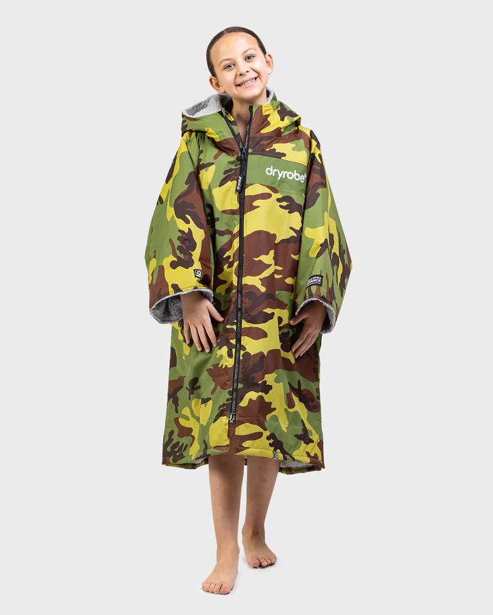 Dryrobe® REWORK - Camo Grey Green Easy-Fit Kids Advance Changing Robe
