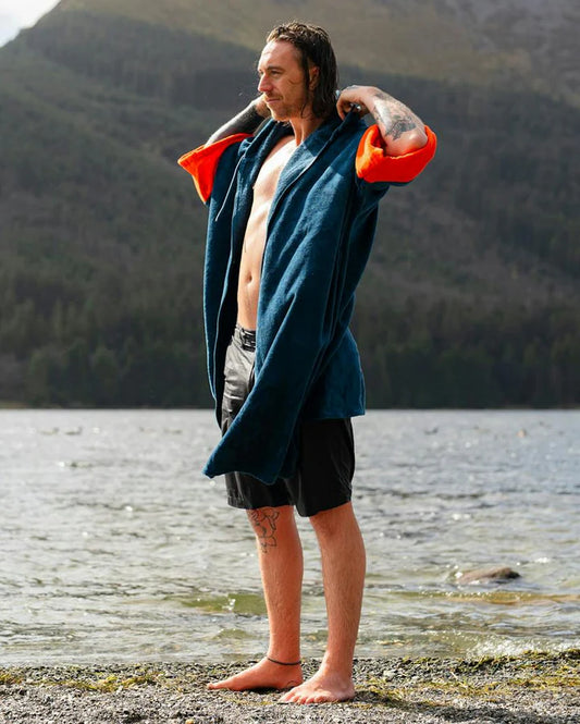 Dryrobe® Deep Sea Blue Full-Zip Organic Towel Robe