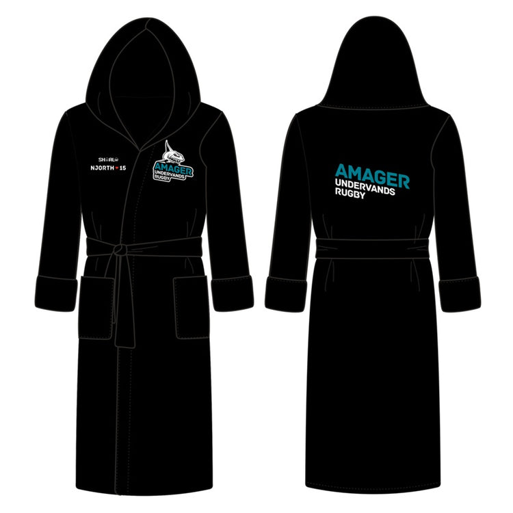 SHOALO Customised - Amager UWR Unisex Hooded MICROFIBRE Bathrobe / Robe + NAME + NUMBER