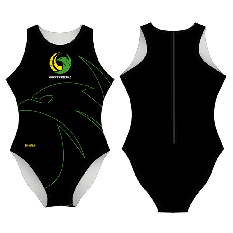 SHOALO Customised - Norwich Womens Water Polo Suits ** DESIGN 1 - BIRD OUTLINE **