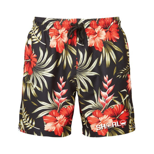 SHOALO Red Flowers - Mens Beach Shorts