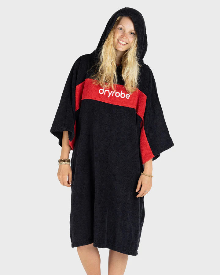Dryrobe® REWORK - Black Red Organic Towel Changing Robe