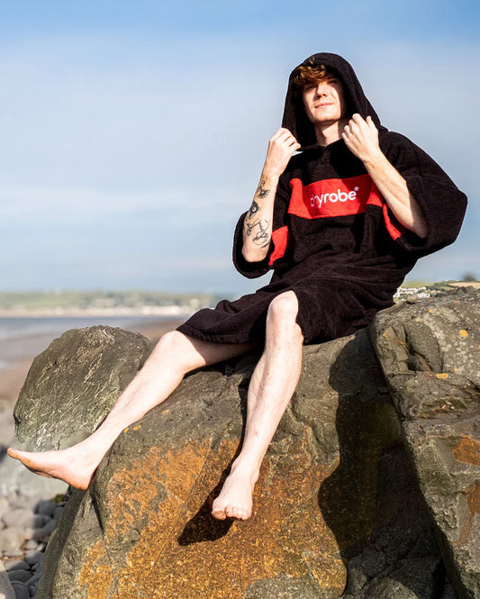 Dryrobe® REWORK - Black Red Organic Towel Changing Robe