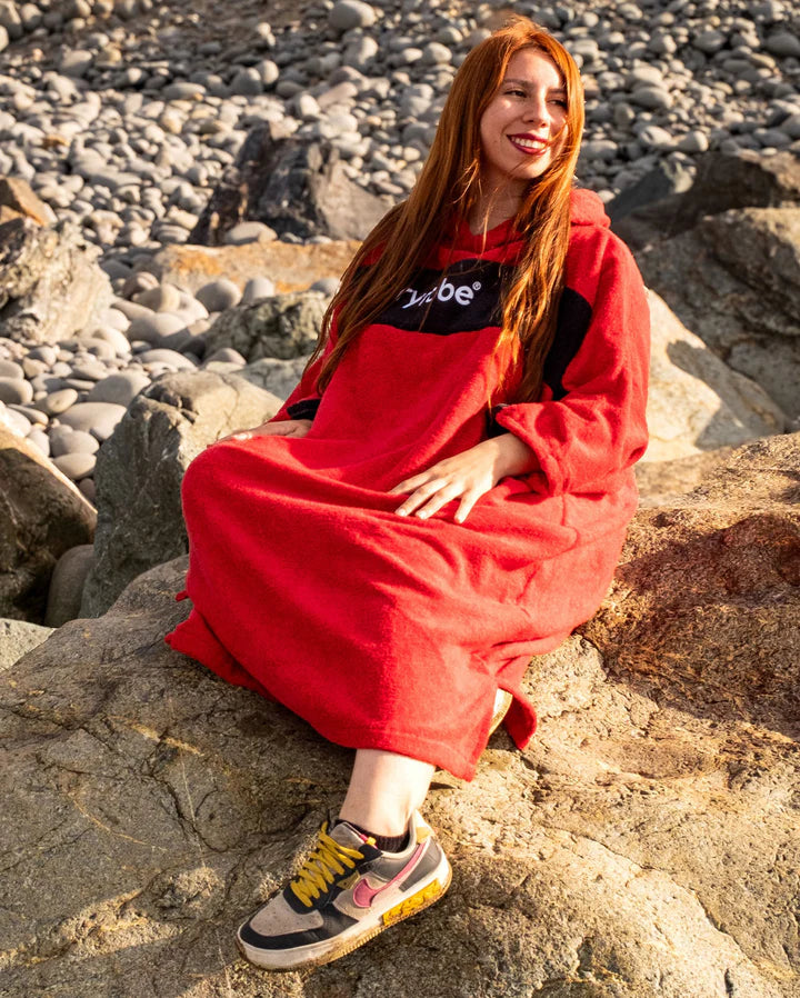 Dryrobe® REWORK - Red Black Organic Towel Changing Robe
