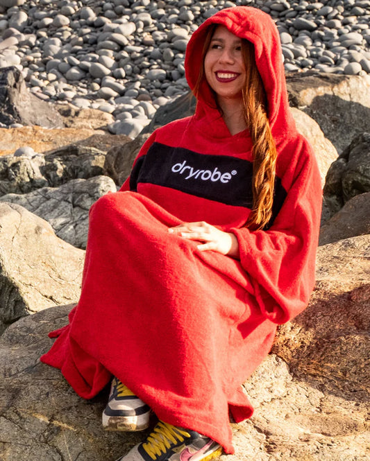 Dryrobe® REWORK - Red Black Organic Towel Changing Robe