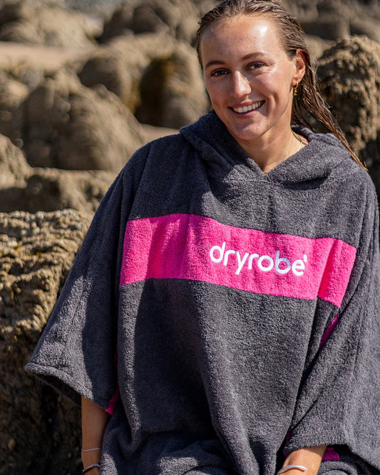 Dryrobe® REWORK - Slate Grey Pink Organic Towel Changing Robe