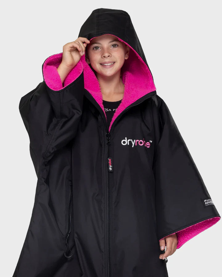 Dryrobe® Black Pink Easy-Fit Kids Advance Changing Robe