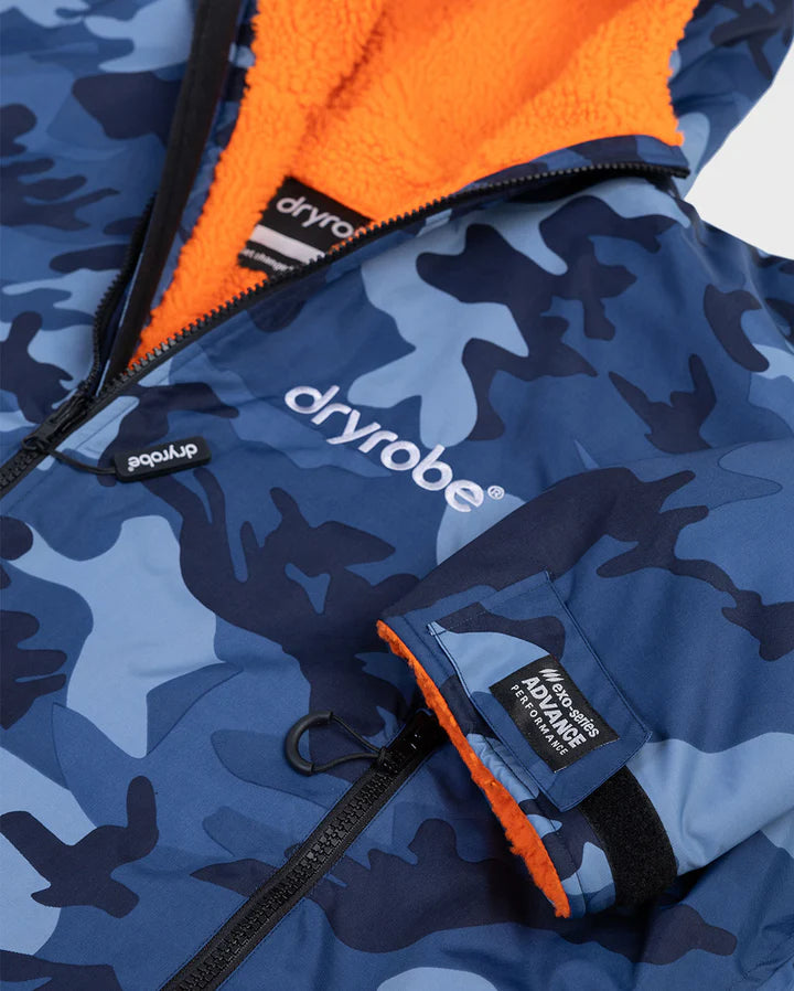 Dryrobe® Blue Camo Orange Kids Advance Changing Robe