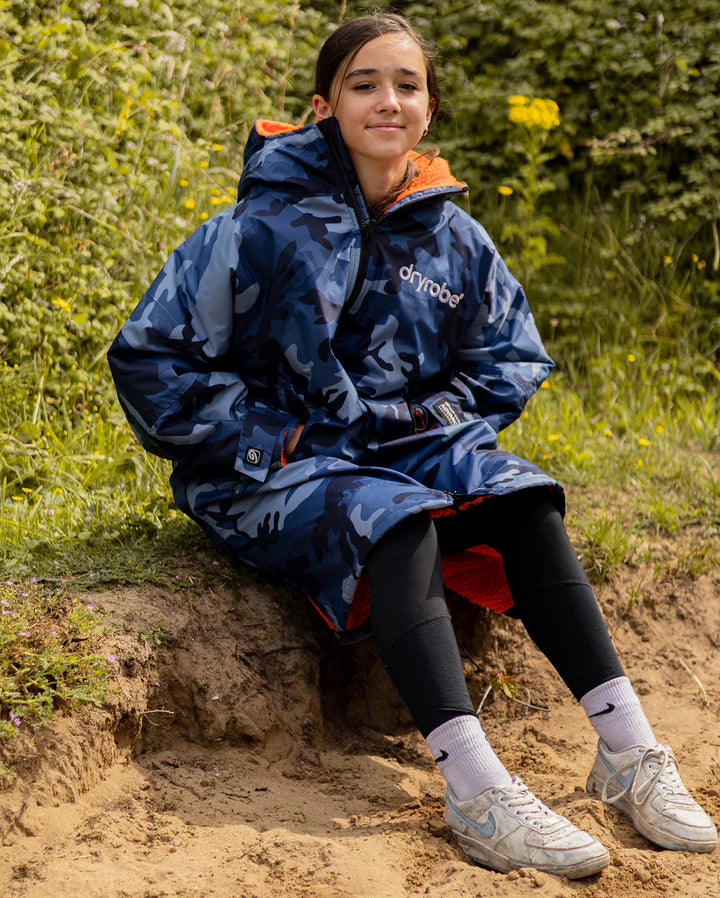 Dryrobe® Blue Camo Orange Kids Advance Changing Robe