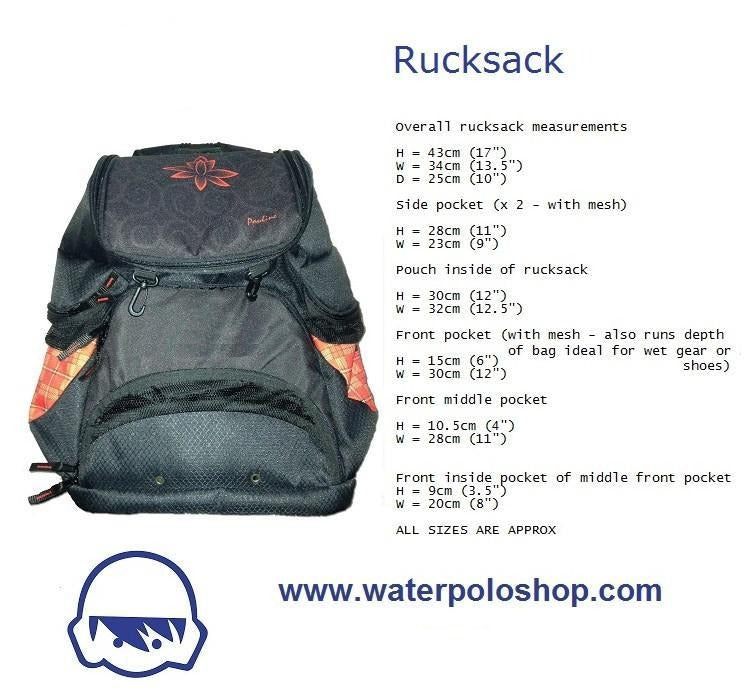 H2O TOGS Custom Design - Backpack / Rucksack - Measurements