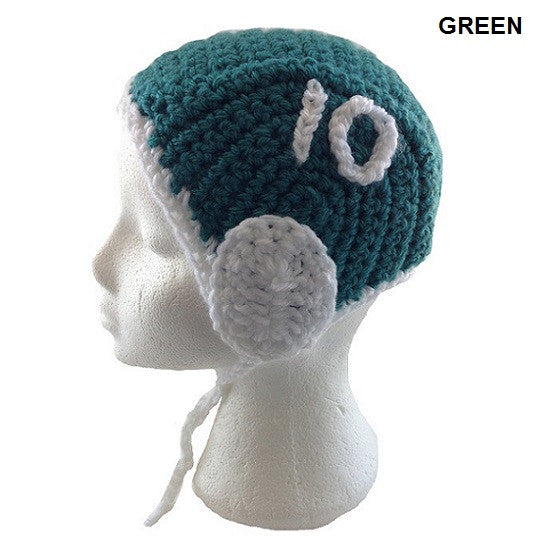 Green - H2OTOGS Customised - Water Polo Crocheted / Knitted Babies Cap - Green Side