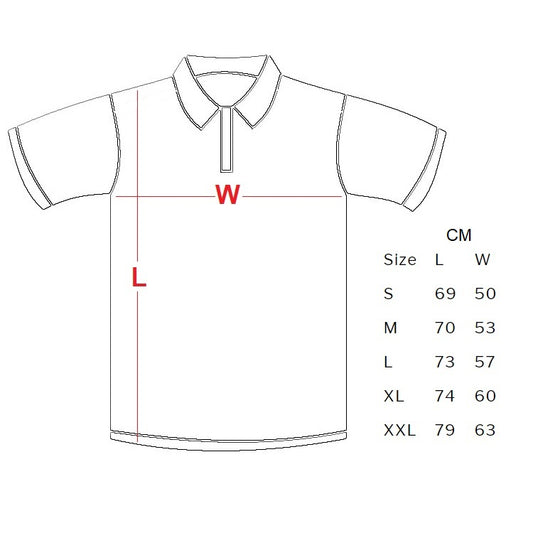 SHOALO Custom Design - Unisex Polo Shirt - Sizechart