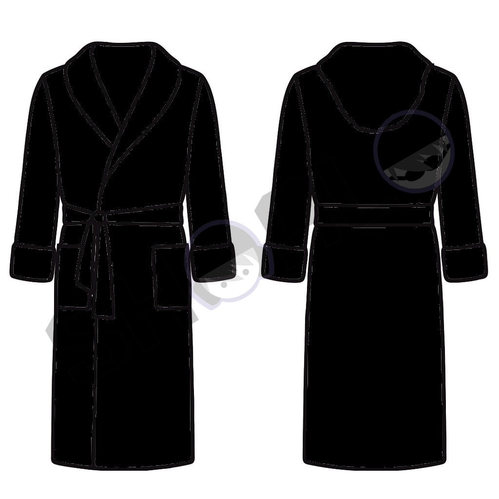 SHOALO Custom Design - Unisex Hooded MICROFIBRE Bathrobe / Robe - Black