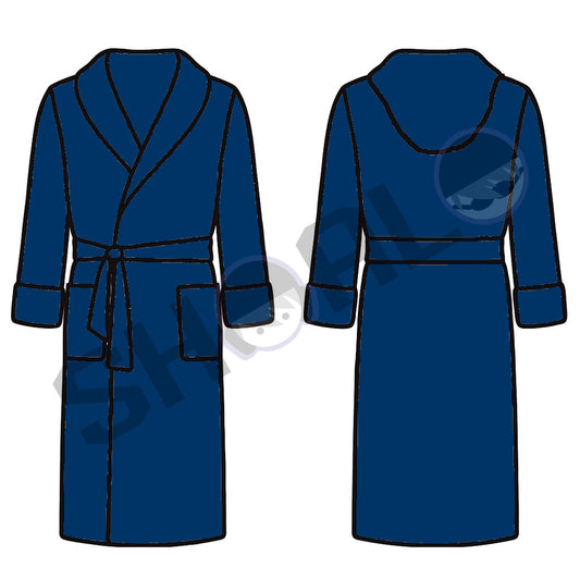 SHOALO Custom Design - Unisex Hooded MICROFIBRE Bathrobe / Robe - Blue