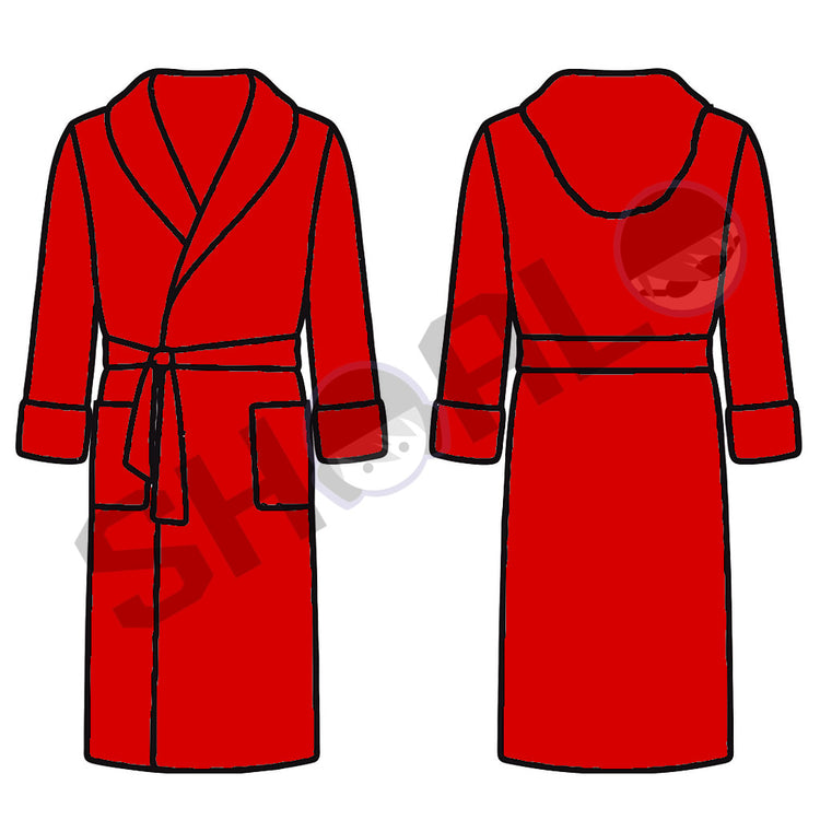 SHOALO Custom Design - Unisex Hooded MICROFIBRE Bathrobe / Robe - Red