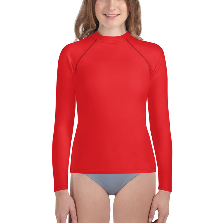 SHOALO Alizarin Red - Boy's / Girl's Long Sleeve Rash Vest (8-20 Yrs)