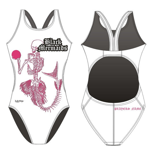 H2OTOGS Customised - Black Mermaids UWR Bladeback Swimsuits + NAME + White